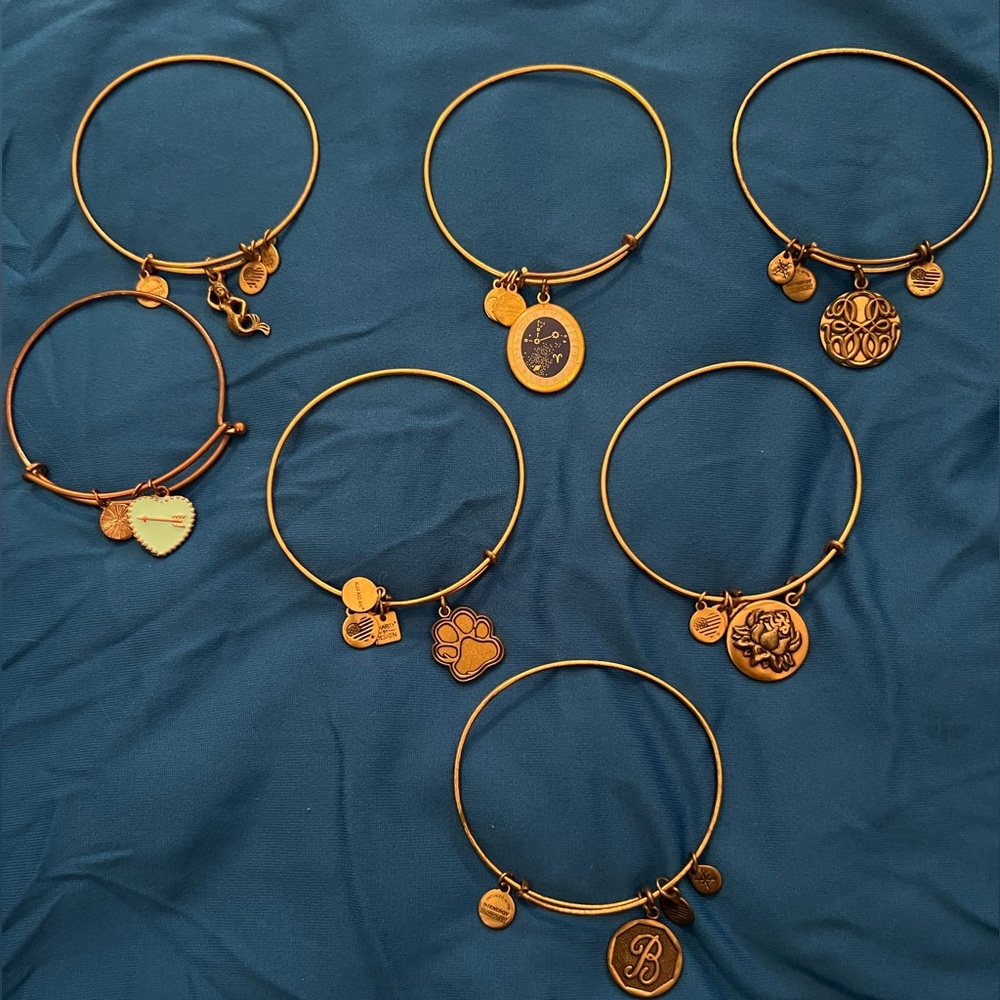 Alex and Ani gold bracelet stack